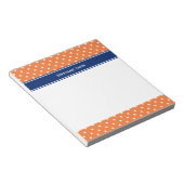 Bloc-note Pointe Polka blanche orange avec Bleu Royal (Incliné)