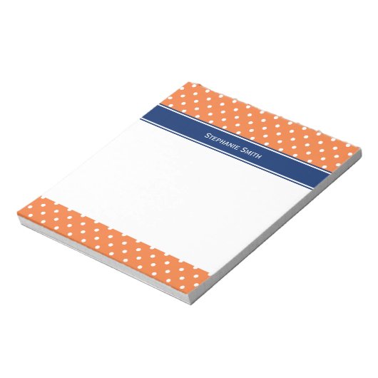 Bloc-note Pointe Polka blanche orange avec Bleu Royal (Tourné)