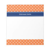 Bloc-note Pointe Polka blanche orange avec Bleu Royal (Devant)
