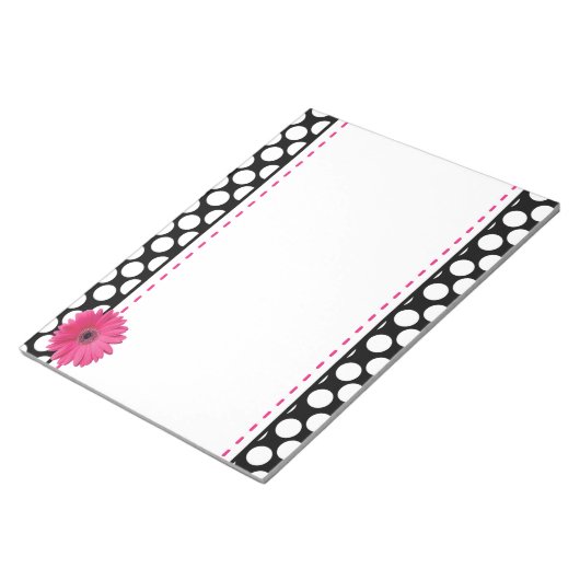 Bloc-note Pointe rose en gerbre noir & blanc (Incliné)