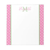 Bloc-note Pointe rose et blanche avec Monogramme vert (Devant)