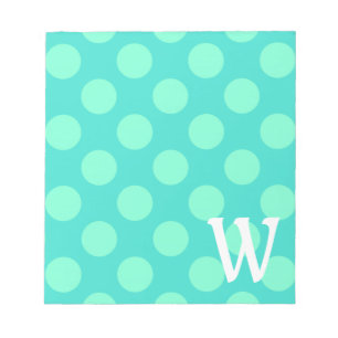 Bloc-note Points Aquamarine Monogrammés
