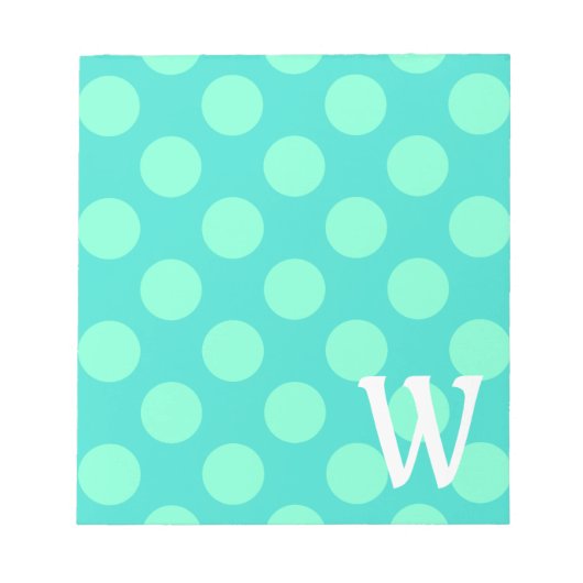 Bloc-note Points Aquamarine Monogrammés (Devant)