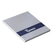 Bloc-note Points bleus de nom personnalisé à motifs (Incliné)