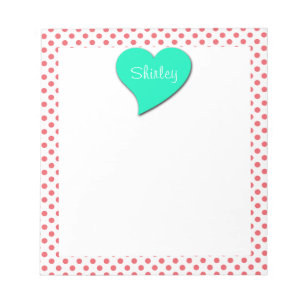 Bloc-note Points corail rose - Monogramme par Shirley Taylor