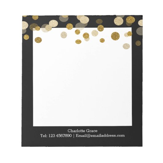 Bloc-note Points de parties scintillant en or FAUX sophistiq (Devant)