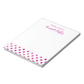 Bloc-note Points de polka à l'aquarelle rose avec votre nom (Tourné)