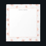 Bloc-note Points floraux flush moderne Motif Personnalisé<br><div class="desc">Bloc-notes à fleurs rose personnalisable. Il est composé d'un motif mixte de fleurs et de points roux. Personnalisez en ajoutant des noms et d'autres détails Ce bloc-notes floral rose est parfait comme cadeau.</div>