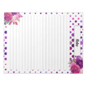 Bloc-note Pois floraux pourpres _ Notes de soins infirmiers (Devant)