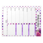 Bloc-note Pois floraux violets_ Semaine en bref (Devant)