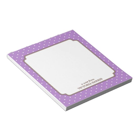 Bloc-note Pois mauve point personnalisé girly mignon bloc-no (Incliné)