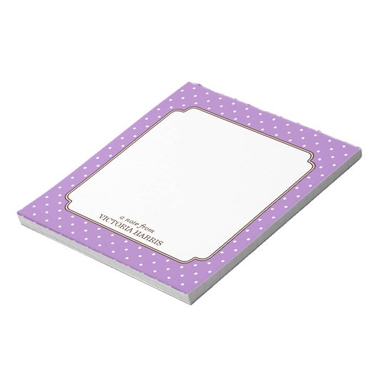 Bloc-note Pois mauve point personnalisé girly mignon bloc-no (Tourné)