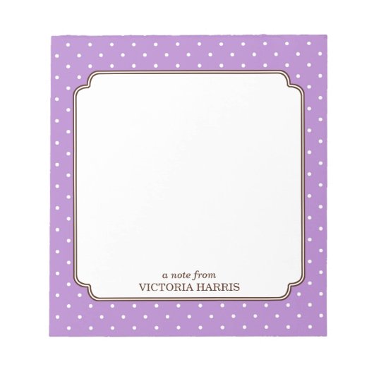 Bloc-note Pois mauve point personnalisé girly mignon bloc-no (Devant)
