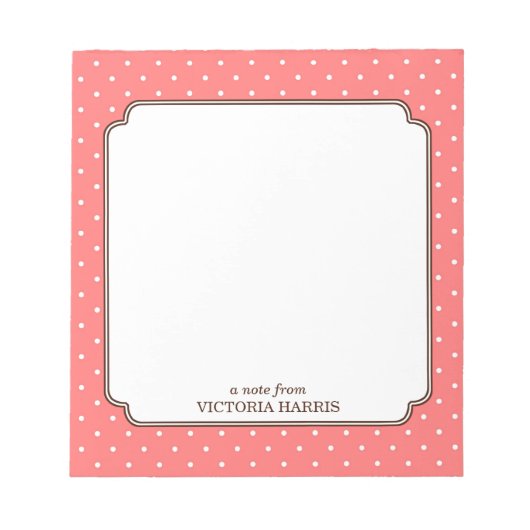 Bloc-note Pois rose point personnalisé girly mignon bloc-not (Devant)