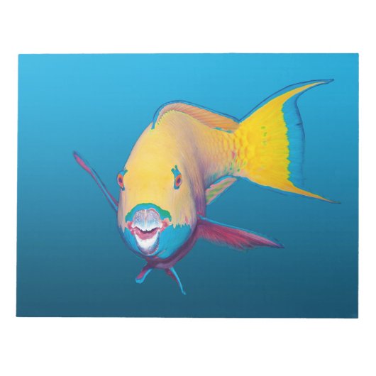 Bloc-note Poisson-perroquet Gros plan ! Arrière - plan bleu (Devant)