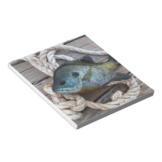 Bloc-note Poisson rouge sur quai et corde (Incliné)