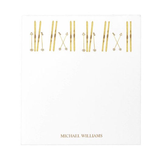 Bloc-note Poles Gold Skis | Crème d'illustration de ski Vint (Devant)