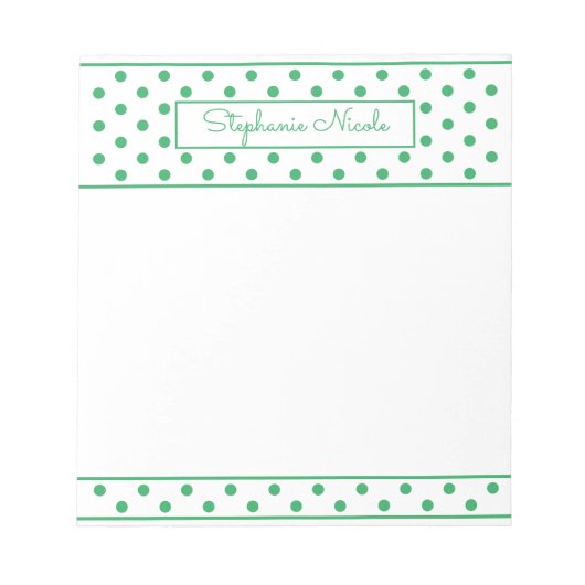 Bloc-note Polka simple point vert personnalisé (Devant)