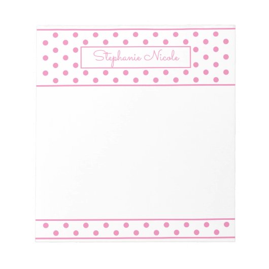 Bloc-note Polka simple rose point personnalisé (Devant)