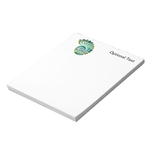 Bloc-note Polygone Mosaïque Nautilus Coquille Bleu et Vert (Tourné)