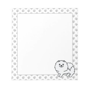 Bloc-note Pomeranian Blanc Chien de Dessin Animé Mignon