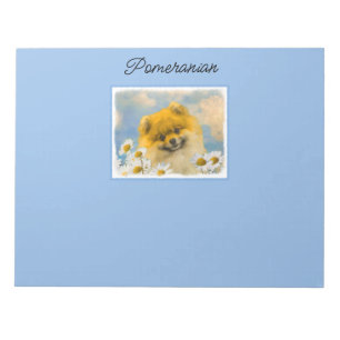 Bloc-note Poméranien dans Daisies Peinture - Art Chien origi