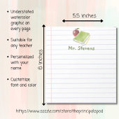 Bloc-note Pomme enseignant personnalisée et réserver à l'éco