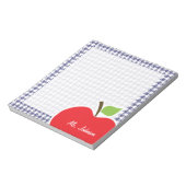 Bloc-note Pomme sur pied-de-poule bleu-gris foncé (Tourné)