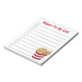 Bloc-note Pommes de terre frites frites frites Fry Restaurat (Tourné)