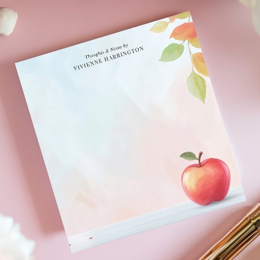 Bloc-note Pommes rouges et feuilles d'automne personnalisées