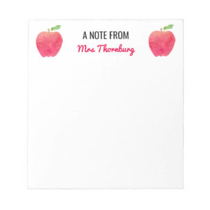 Bloc-note Pommes Rouges Une Note De L'Enseignant Personnalis