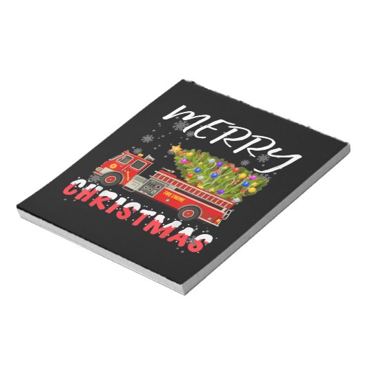 Bloc-note Pompier Camion Pine Tree Famille de Noël (Tourné)