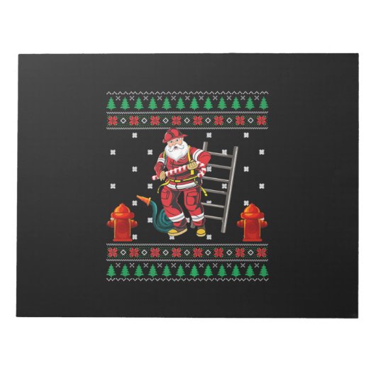 Bloc-note Pompier Vilain Chandail de Noël Xmas Garçons Fille (Devant)
