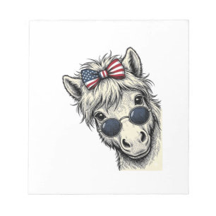 Bloc-note Poney Patriotique Avec Lunettes De Soleil Vintage