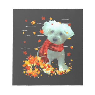 Bloc-note Poochon Écharpe d'automne - Chiens Feuilles d'auto
