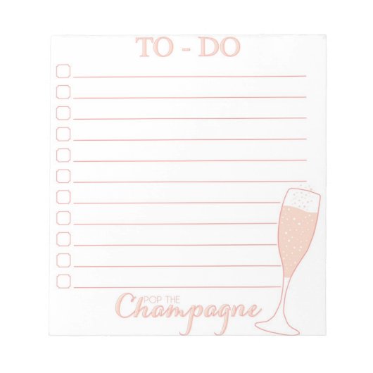 Bloc-note Pop the Champagne To Do List (Devant)