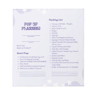 Bloc-note Pop Up Market Planning Pad