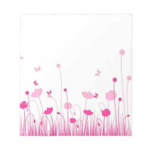 Bloc-note Poppies minimalistes roses et blanches prègnent fl
