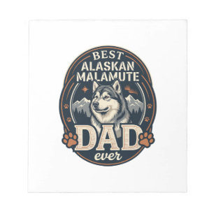 Bloc-note Portrait de chien père Malamute d'Alaska Badge Mon