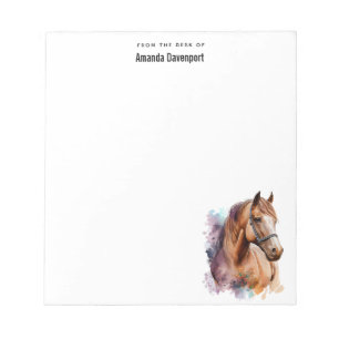 Bloc-note Portrait de tête de cheval brun à l'aquarelle