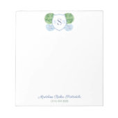 Bloc-note Pot à gingembre à monogramme classique bleu et ver (Devant)