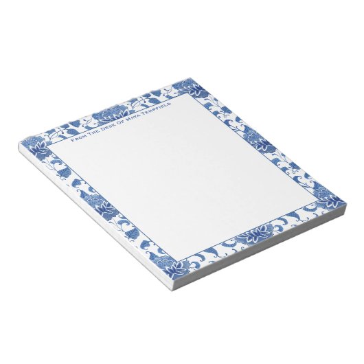 Bloc-note Pot à gingembre bleu et blanc antique de style chi (Incliné)