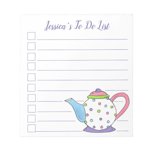 Bloc-note Pot de thé à thé Polka Dot Teapot Party (Devant)