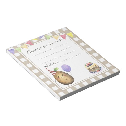 Bloc-note Potato birthday time capsule message (Incliné)