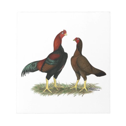 Bloc-note Poules Aseel Noir Rouge (Devant)