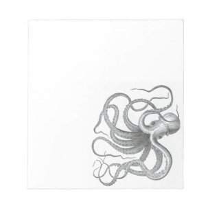 Bloc-note Poulpe steampunk nautique dessin de livre vintage