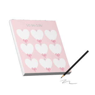 Bloc-note Pour faire la liste avec les coeurs blancs