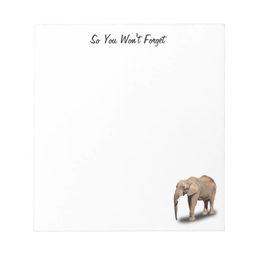 BLOC-NOTE POUR QUE VOUS N'OUBLIEREZ PAS = ÉLÉPHANT (Devant)