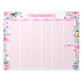 Bloc-note Pour Son Aquarelle Rose Floral Plan hebdomadaire (Devant)