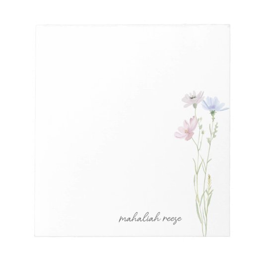 Bloc-note Prairie de Fleurs Sauvages Élégantes Calligraphie (Devant)